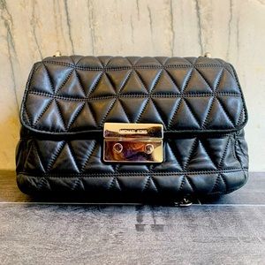 Michael Kors Sloan Chain Small Shoulder Bag, Silver Tone Black NWT New with Tags